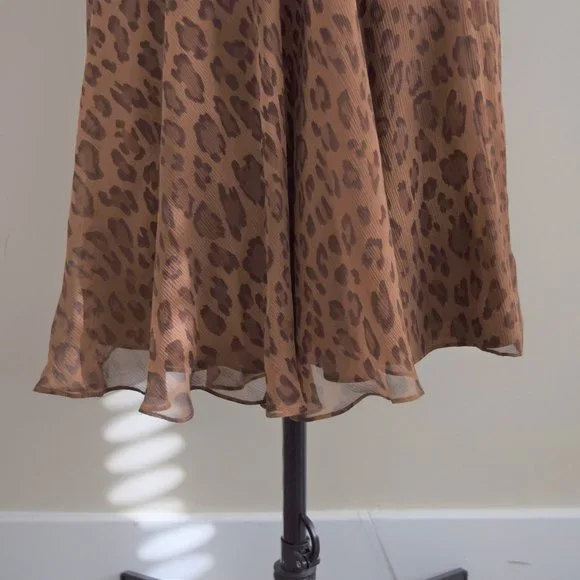 Vintage 100% Silk Ralph Lauren Leopard Print Wrap Dress Sleeveless V-Neck - Picture 3 of 8